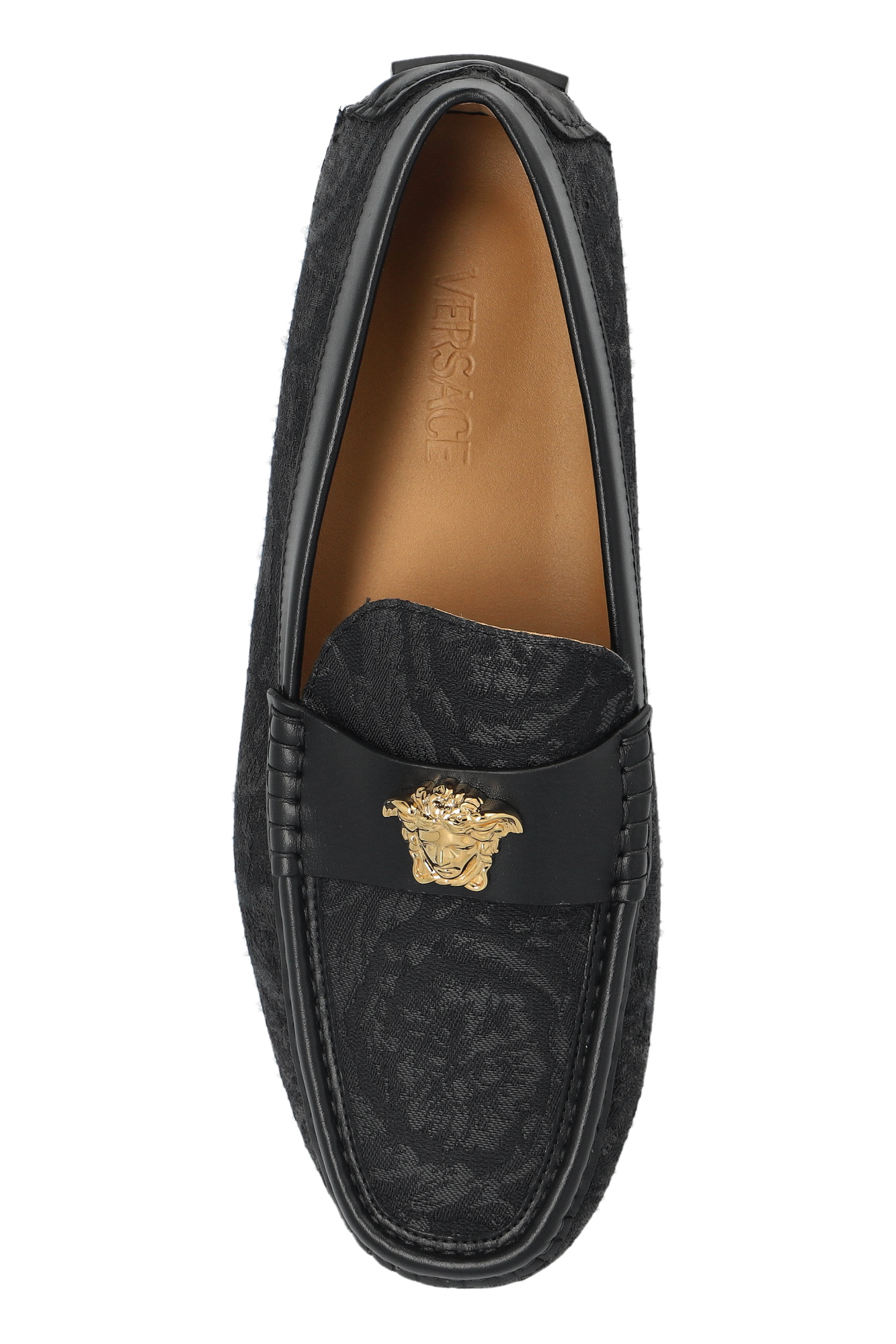 VERSACE ハロックロコフティ 78GAIC01CF00C G89 Black Loafers with 'barocco' pattern Versace - Vitkac GB